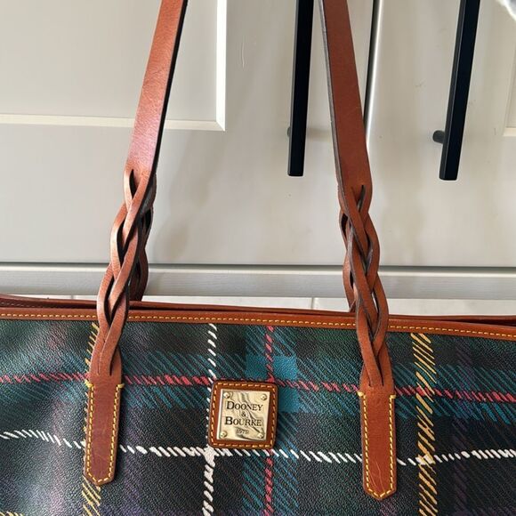 DOONEY & BOURKE Multicolored Leather Plaid Shopper Tote Shoulder Handbag Top Zip - Picture 16 of 16